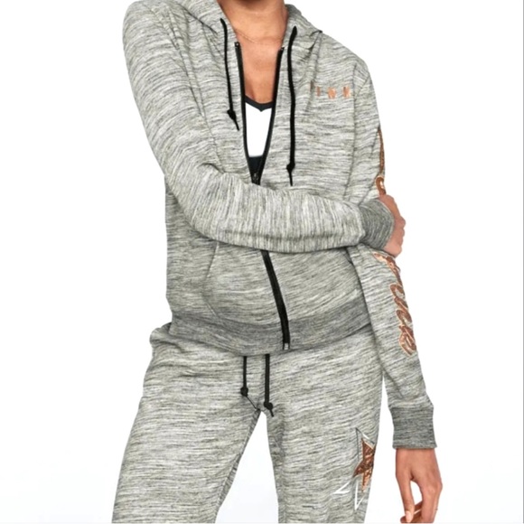 PINK Victoria's Secret Tops - Victoria's Secret PINK Bling Star collection Zip Up and Jogger SET